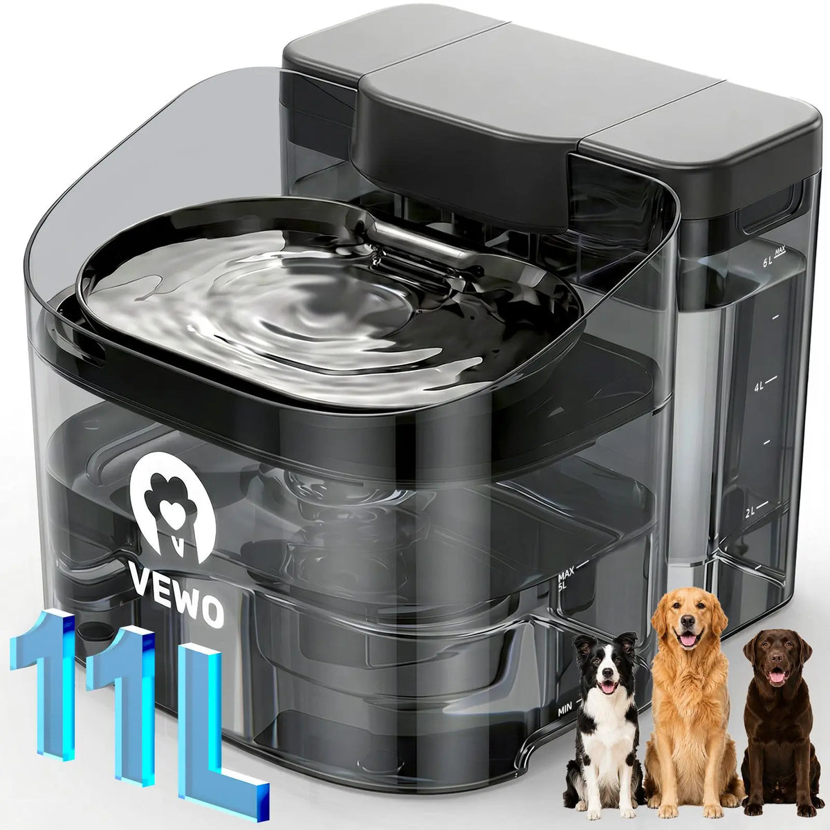 VEWO 11L Large Dog Water Fountain
